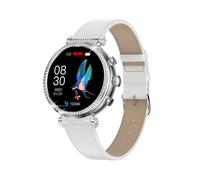 (Silver, Multicolor) TK28 Women ECG Bluetooth Call Heart Rate Temperature Monitor Smart Watch, Leather Strap (CE Certifie