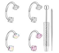 Silver Nose Hoop Set, Lightweight Piercing Ring Pack, Rust Free Body Jewelry Collection, Polished Finish Helix Lip Rings, Classic Elegant Style Set for Party Wedding Use