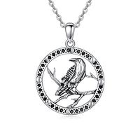 Silver Owl Elephant Highland Cow Raven Wolf Wolf Hamsa Posteo de punta de flecha Collares Viking Joyería Vintage Regalos para hombres Mujeres
