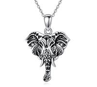 Silver Owl Elephant Highland Cow Raven Wolf Wolf Hamsa Posteo de punta de flecha Collares Viking Joyería Vintage Regalos para hombres Mujeres