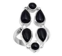 Silver Palace Anillo de plata de ley 925 con piedras preciosas de ónix negro natural para mujeres y niñas, Metal Piedra preciosa, ónix