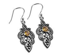 Silver Palace Pendiente de Gota y Colgante de Hoja de diseño de Estrella de Plata esterlina de Piedras Preciosas Naturales de Citrino Natural para Mujeres y niñas