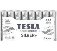 Silver - Pilas alcalinas AAA (LR03, Micro lápiz, retráctil), 24 Unidades