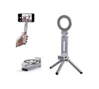 (Silver) Premium Magnetic Phone Tripod Stand - 360 Rotatable Aluminum Alloy with N52 Magnet for iPhone 16/15/14/13/12 (Silver)