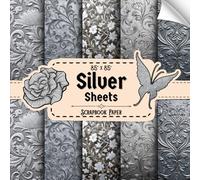 Silver Sheets Scrapbook Paper: 20 Double Sided Sheets, Metallic Texture for Origami, Collage, Decoupage, Wrapping, & More