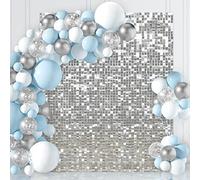 Silver Shimmer Wall Backdrop Panels 6ftx4ft Glitter Disco Party Sequin Backdrop for Wedding Bridal Shower Birthday Graduation Background Decorations 2025