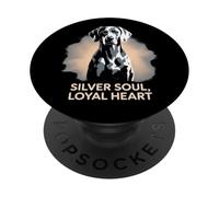 Silver Soul Loyal Heart | Elegante Perro Weimaraner PopSockets PopGrip Adhesivo