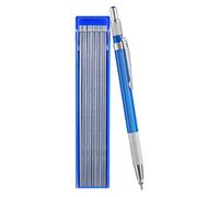 Silver Streak Welders - Lápiz mecánico de carpintero con 12 recambios redondos plateados de 2,0 mm, sacapuntas integrado, marcador de metal para pintura de, cerámica, madera, lienzo, vidrio
