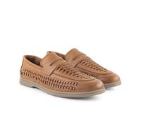 Silver Street London Hombres Perth Cuero Mocasines Zapatos de Casuales Slip On cómodo Loafer con Paneles Tejidos, Broncear, 11 UK/45 EU