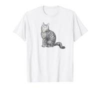 Silver Tabby - Camiseta para Gatos, diseño de Gato, Color Plateado Camiseta gráfica económica, Hombre, Blanco, L