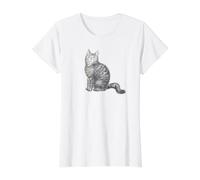 Silver Tabby - Camiseta para Gatos, diseño de Gato, Color Plateado Camiseta gráfica económica, Mujer, Blanco, XS