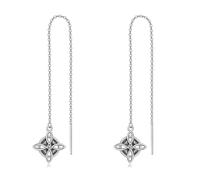 Silver Threader Earring Dangle Drop Tassel Pull Through Earrings for Women