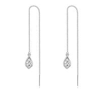 Silver Threader Earring Dangle Drop Tassel Pull Through Earrings for Women