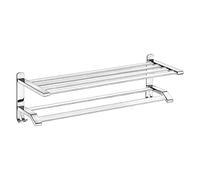 Silver Wall-Mounted Towel Rack, Bathroom Shelf Double Bar Holder for Kitchen Bathrooms Lavatory Closets,Waterproof and Rustproof/80Cm
