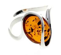 SilverAmber Jewellery Anillo ajustable de plata de ley 925 y ámbar báltico natural - GL477, One-Size, Plata de ley, Ámbar