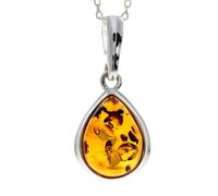 SilverAmber Jewellery - Colgante clásico de ámbar báltico real y plata esterlina sin cadena - 435, 2.5 x 1.1 cm, Plata de ley