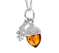SilverAmber Jewellery UK GL2041 - Colgante de plata de ley 925 y ámbar báltico auténtico, 6x5 mm / 1.7 x 0.8 cm, Todos, Ámbar