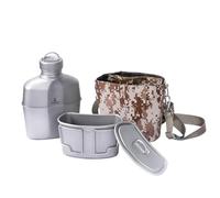 SILVERANT Cantimplora de titanio para uso militar - Botella de agua de 1000 ml con vaso y tapa de 500 ml - Juego de utensilios de cocina ultraligeros (titanio original)