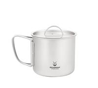 SILVERANT Taza de titanio, taza de café de titanio ultraligera con asa plegable, olla de camping con tapa para mochileros, senderismo, picnic (mango de 400 ml)