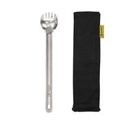 SILVERANT Tenedor de mango largo de titanio, cubiertos ultraligeros para camping, utensilios al aire libre para mochileros, senderismo y bushcraft (tenedor pulido)