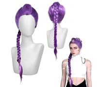 SilverCherry Peluca R-umi Pop Para Niña, Peluca de Cazador Para Niños, Trenzas Moradas Accesorio Realista, Purple Wig, para Carnaval, Halloween y Fiestas de Disfraces (Morado-Estilo A)