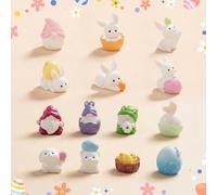 SilverChry 14Pcs Adornos Paisaje en Miniatura de Pascua, Decoracion Tarta Conejitos, Decoraciones Conejito Pascua, Figuras Miniaturas Duendes Pascua, Mini Gnomos Pascua, Little Pocket Bunny Decorative