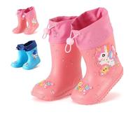 SilverChry Botas de Agua para Niños y Niñas, Suela Antideslizante, Botas de Agua con Patrón de Dibujos Animados, Calzado de Lluvia Infantil, Para Niños Pequeños que Están Aprendiendo a Caminar