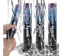 SilverChry Cañón lanzador de confeti *4pcs, tubo dispara confeti fiesta, confeti cañones Popper, tubos confeti cumpleaños, cañones confeti boda, lanzador de confeti para graduación tubo (plata)