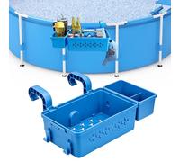 SilverChry Cesta de Almacenamiento para Piscina, Piscina Accesorios, con Portavasos y Ganchos, Adecuada para Piscinas Desmontables, Accesorio Guardar Protector Solar y Toallas (Azul A)