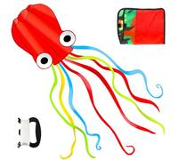 SilverChry Cometa Pulpo Grande De 4 m con Cuerda De Cometa De 100 m para Niños, Niñas, Adolescentes y Adultos (Rojo)