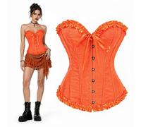 SilverChry Corset Mujer, Corpiños Mujer, Corset Reductor Top Fajas, Bustier Corsé Cortesano Overbust Gótico Ropa Carnaval Disfraz Pirata Bandeau (FR/ES, Letras, M, Regular, Regular, Naranja)
