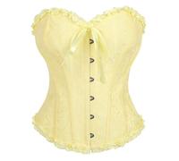 SilverChry Corset Mujer, Corpiños Mujer, Corset Reductor Top Fajas, Bustier Corsé Cortesano Overbust Gótico Ropa Carnaval Disfraz Pirata Bandeau (FR/ES, Letras, L, Regular, Regular, Amarillo claro)