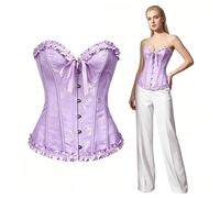 SilverChry Corset Mujer, Corpiños Mujer, Corset Reductor Top Fajas, Bustier Corsé Cortesano Overbust Gótico Ropa Carnaval Disfraz Pirata Bandeau (FR/ES, Letras, M, Regular, Regular, Morado claro)