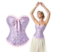 SilverChry Corset Mujer, Corpiños Mujer, Corset Reductor Top Fajas, Bustier Corsé Cortesano Overbust Gótico Ropa Carnaval Disfraz Pirata Bandeau (FR/ES, Letras, XL, Regular, Regular, Morado rosáceo)