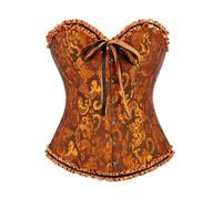 SilverChry Corset Mujer, Corpiños Mujer, Corset Reductor Top Fajas, Bustier Corsé Cortesano Overbust Gótico, Ropa Gótica Disfraz Pirata Palacio Bandeau (FR/ES, Letras, L, Regular, Regular, Oro)