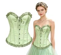 SilverChry Corset Mujer, Corpiños Mujer, Corset Reductor Top Fajas, Bustier Corsé Cortesano Overbust Gótico Ropa Carnaval Disfraz Pirata Bandeau (FR/ES, Letras, S, Regular, Regular, Verde claro)