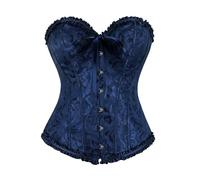 SilverChry Corset Mujer, Corpiños Mujer, Corset Reductor Top Fajas, Bustier Corsé Cortesano Overbust Gótico, Ropa Gótica Disfraz Pirata Palacio Bandeau (FR/ES, Letras, XL, Regular, Regular, Azul2)
