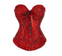 SilverChry Corset Mujer, Corpiños Mujer, Corset Reductor Top Fajas, Bustier Corsé Cortesano Overbust Gótico, Ropa Gótica Disfraz Pirata Palacio Bandeau (FR/ES, Letras, L, Regular, Regular, Rojo)