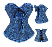 SilverChry Corset Mujer, Corpiños Mujer, Corset Top Fajas, Bustier Corsé Cortesano Overbust Gótico, Vientre Plano Dieta (FR/ES, Letras, L, Regular, Regular, Azul)