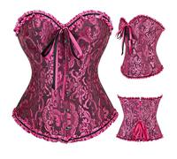 SilverChry Corset Mujer, Corpiños Mujer, Corset Top Fajas, Bustier Corsé Cortesano Overbust Gótico, Vientre Plano Dieta (FR/ES, Letras, L, Regular, Regular, Rosa rojizo)