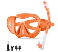 SilverChry Gafas de Bucear, Equipo de Snorkel, Gafas Buceo Adulto, Respirador de Buceo, Snorkel Mask, Snorkeling Set (Naranja)