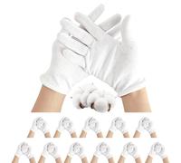SilverChry Guantes de Algodón Blanco, 12 Pares de Guantes de Algodon Dermatologicos, White Gloves, Reutilizables, Combaten La Sequedad de Manos y La Neurodermatitis - Talla L (M)