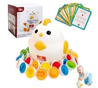 SilverChry Huevos Montessori, 24 Juego Huevos y 12 Tarjetas de Conocimiento, Hen Cart Storage, Juguetes Sensoriales, Desarrollar Habilidades de Clasificación, Huevos Juguetes Niños, Pascua