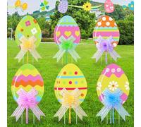 SilverChry Letreros de Pascua para Patio, Estaca para Letrero de Jardín, Decoraciones para Jardín y Césped (Huevo Pascua)