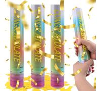 SilverChry Party Popper Lot de 4 pistolets à confettis dorés pour anniversaire, canon à confettis, canon à confettis, canon à confettis de mariage, pop-pers (fragmentés) (rectángulo)