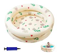SilverChry Piscina Bebe, Piscina Hinchable, Bañera Hinchable Bebe, Piscinas para Bebe Doble Anillo con Fondo de Burbuja Hinchable de Seguridad, para Jardín,Terraza,Playa,Interiore (Oso)