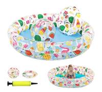 SilverChry Piscina Bebe, Piscina Hinchable, Bañera Hinchable Bebe, Piscinas para Bebe Doble Anillo con Fondo de Burbuja Hinchable de Seguridad, para Jardín,Terraza,Playa,Interiore (Hawai)