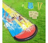 SilverChry Piscina Hinchable, 468 x 145cm Juegos de Agua con 2 Tablas de Bodyboard, Hinchables para Piscina, Tobogan, Mesa de Agua para Niños, Juguetes de Verano, Juguetes Acuáticos para Exterior