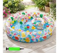 SilverChry Piscina Hinchable para Niños 122x25 cm, Piscina Pequeña de Playa con Estampado Hawaiano, Incluye Bomba de Aire - Ideal para Jardín, Balcón, Playa y Baño