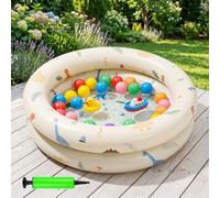 SilverChry Piscina Infantil Hinchable 90x25 cm, Piscina Pequeña de Playa con Estampado de Dinosaurio, Incluye Bomba de Aire - Ideal para Jardín, Balcón, Playa y Baño